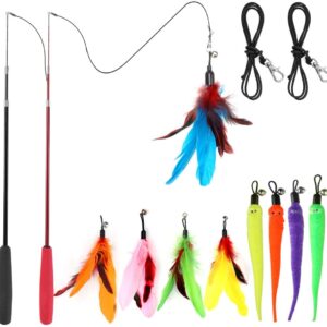 Cat Feather Toys, 2PCS Retractable Cat Wand Toy