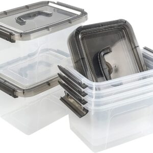 Plastic Storage Boxes, Small Clear Box with Grey Lid