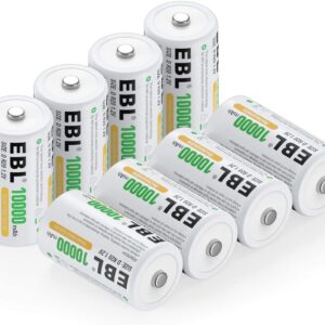 EBL Pack of 8 10000mAh D Cells Rechargeable Batteries