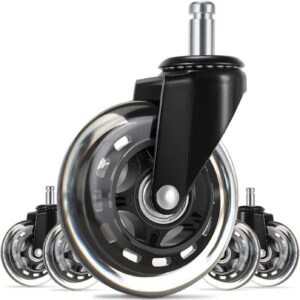 Office Chair Caster Wheels (Set of 5), 3" Heavy Duty