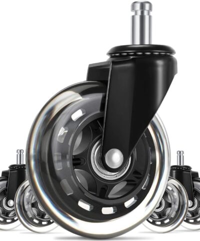Office Chair Caster Wheels (Set of 5), 3″ Heavy Duty