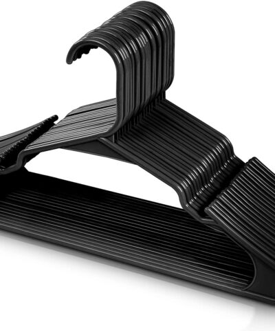 50-Pack Durable Black Plastic – Clothes Hangers